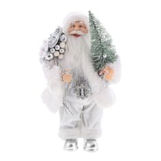 Новогодняя игрушка Санта BonaDi NY44-129 30 см белая с серебром - фото
