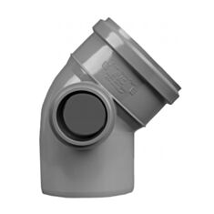 Коліно каналізаційне двоплощинне Rozma 45°/90° 110*45 мм ліве/праве - фото