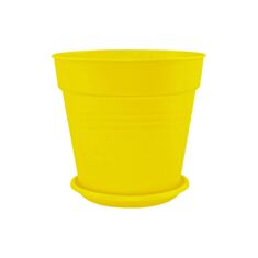 Горщик Алеана Глорія з підставкою 11*10,2 см темно-жовтий - фото