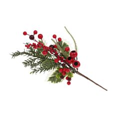 Декоративна новорічна гілка з хвої та ягід BonaDi 903-542 33 см - фото