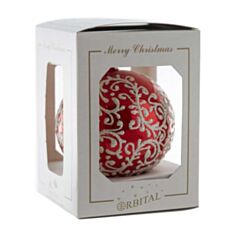 Елочная игрушка стеклянная ручной работы "Роспись" Orbital 80 Д-196 красный - фото