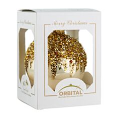 Елочная игрушка стеклянная ручной работы "Морозец" Orbital 100 Д-215 акриловый с декором - фото