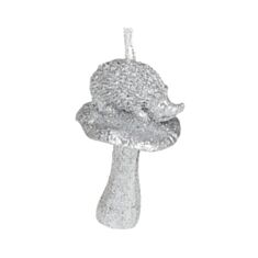 Іграшка на ялинку Їжачок з грибом BonaDi 829-512 7 см срібло - фото