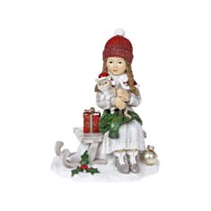 Декоративна статуетка Дівчинка з кішкою BonaDi 707-309 17,5 см біла - фото