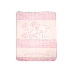 Плед вовняний дитячий Vladi Merinos Друзі 142593 100*120 рожевий - фото