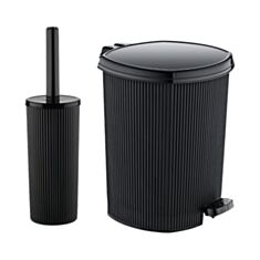 Набор мусорное ведро с педалью + ершик для унитаза Ozer Plastic Line OZER-CZ-019 черный - фото
