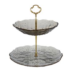 Фруктовниця двоярусна BonaDi 992-172 24,5 см димчасто-сіра - фото