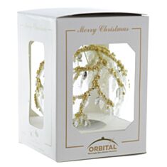 Елочная игрушка стеклянная ручной работы "Ш-266" Orbital 80 мм - фото