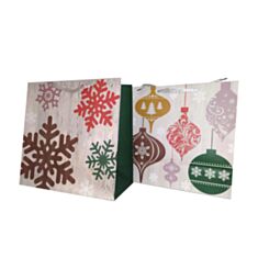 Пакет подарочный Гулливер Шарики и снежинки 291420 с тиснением фольгой 37 см - фото