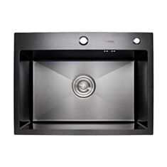 Кухонная мойка Platinum Handmade с корзиной и дозатором 58*43 см черная - фото