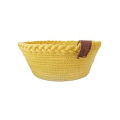 Корзина бавовняна з косичкою Diy жовта 18 см - фото