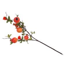 Декоративная ветка с соцветием и плодами граната Bonadi 119-009 80 см оранжевая - фото