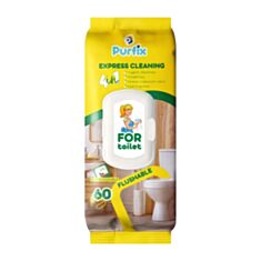 Вологі серветки Purfix для догляду за унітазом 60 шт - фото