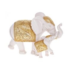 Статуэтка декоративная BonaDi Слон со слоненком SG37-875 23,5 см белая с золотом - фото
