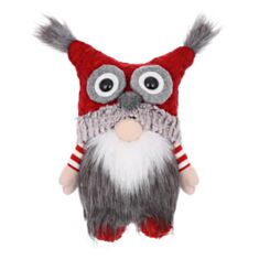 Игрушка новогодняя мягкая Гном в шапке Сова BonaDi 877-331 47 см красная с серым - фото