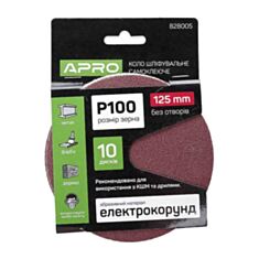 Круг шліфувальний Apro 828005 Р100 на липучці 125 мм  - фото