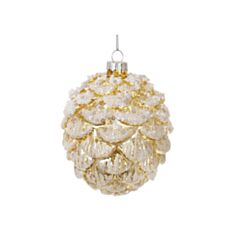 Ялинкова іграшка скляна BonaDi Шишка з бісером і паєтками 108-892 9*10 см золота - фото