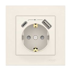 Розетка із заземленням El-Bi Vega 510-010200-334 з USB біла - фото