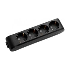 Колодка Panasonic 4 гнезда с заземлением и шторками черная - фото