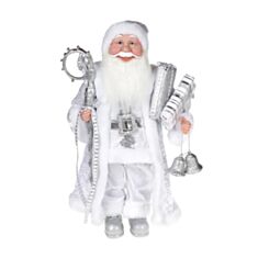Новогодняя игрушка Санта с посохом BonaDi NY14-527 45 см серебренная - фото