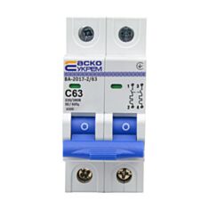 Автоматический выключатель АСКО УКРЕМ ВА-2017 2P C 63 А - фото
