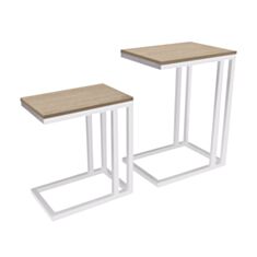 Столик журнальний Метал-Дизайн Кава Брейк 2 в 1 вествуд/білий - фото