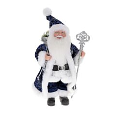 Новогодняя игрушка Санта с мешком BonaDi NY14-514 30 см синяя - фото