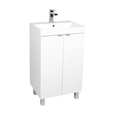 Тумба Aqua Rodos Fabio белая матовая с умывальником Fabio 50 см - фото