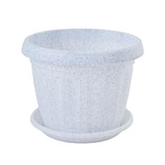 Горщик Алеана Терра з підставкою 30*23 см білий флок - фото