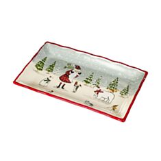 Блюдо прямоугольное Дед Мороз в лесу 005NR 25,5*37,5 см - фото