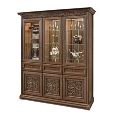 Витрина трехдверная Тоскана вариант №2 орех - фото