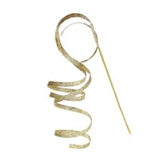 Декоративная новогодняя ветка с кудрявой лентой в глиттере BonaDi 807-073 76 см золото - фото