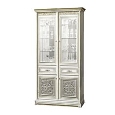 Вітрина дводверна Тоскана варіант №2 біла/золото - фото