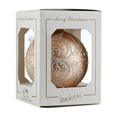 Елочная игрушка стеклянная ручной работы "Д-118" Orbital 8 см светло-бежевый матовый - фото