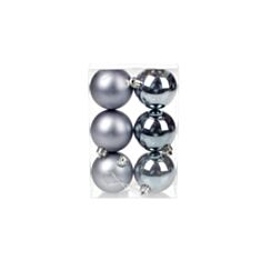 Набор елочных шаров БД 147-879 6 шт 6 см, стальной синий - фото
