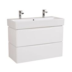 Тумба Aqua Rodos Венеція консольна біла з умивальником Пінто 100 см 2 зливи - фото