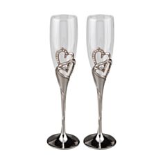 Весільні келихи Два серця 002G - фото