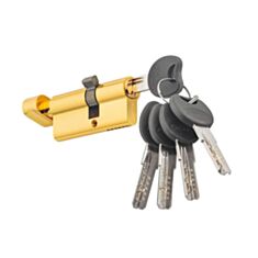 Цилиндр Paladii ST ПЦ192 PB 40*40 80 мм с воротком 5 ключей желтый - фото