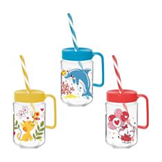 Склянка Herevin Decorated Mug Mix DCE 111761-302 з трубочкою 370 мл - фото