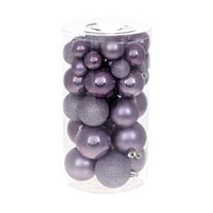 Набір ялинкових куль BonaDi 47-035 3, 4, 5, 6 см 40 шт лаванда - фото