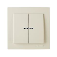 Выключатель двухклавишный Nilson Touran 24121004 с подсветкой кремовый - фото